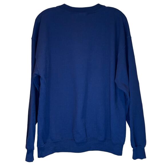 Faux Needlepoint Cats in Stockings Christmas Sweatshirt, Blue, Size Lg, EUC - Picture 3 of 3